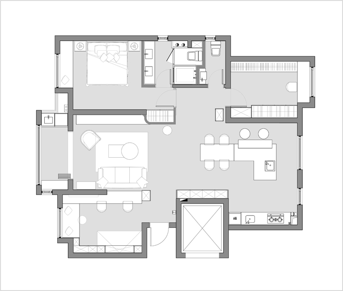 成都全包装修公司非梵家家居装修案例欣赏：弧线元素+灰白的色调，营造舒适、惬意的空间13