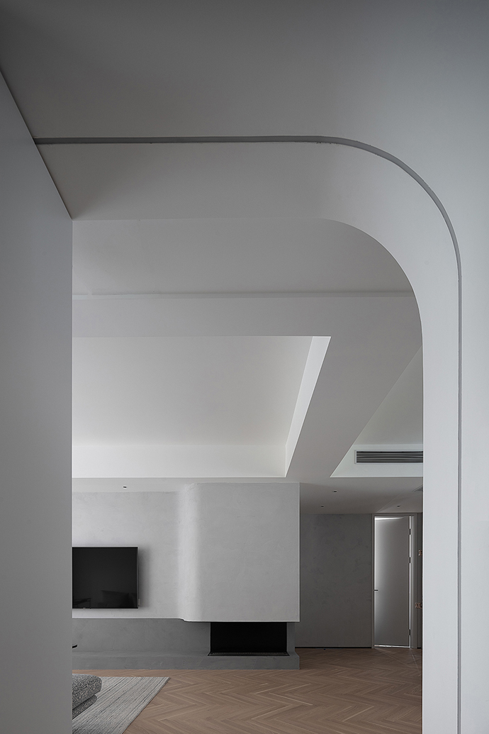 成都全包装修公司非梵家家居装修案例欣赏：弧线元素+灰白的色调，营造舒适、惬意的空间2