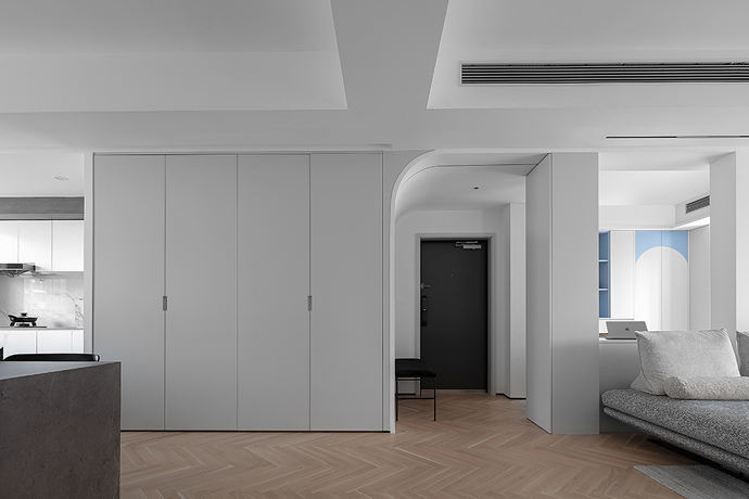 成都全包装修公司非梵家家居装修案例欣赏：弧线元素+灰白的色调，营造舒适、惬意的空间3