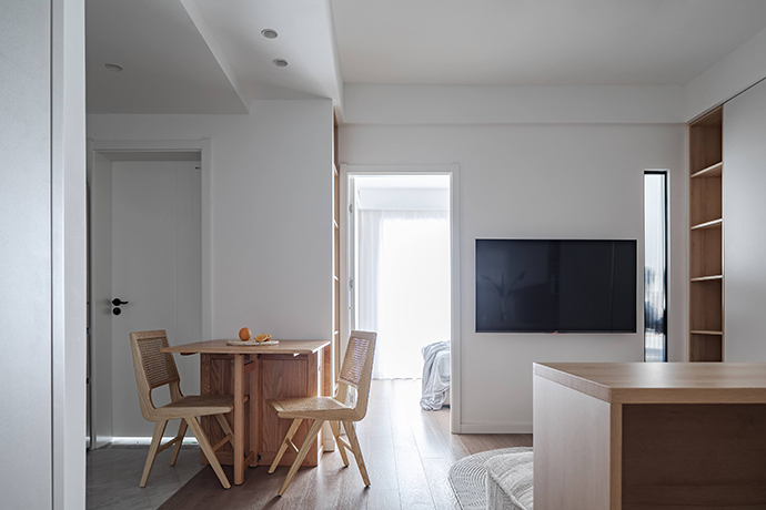成都非梵家家居装修案例欣赏：47平米一室一厅公寓住宅装修案例实景图-餐桌椅