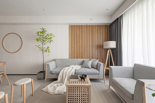 非梵家家居|现代日式装修案例：用木材呈现家中现代、温馨的感觉-客厅0