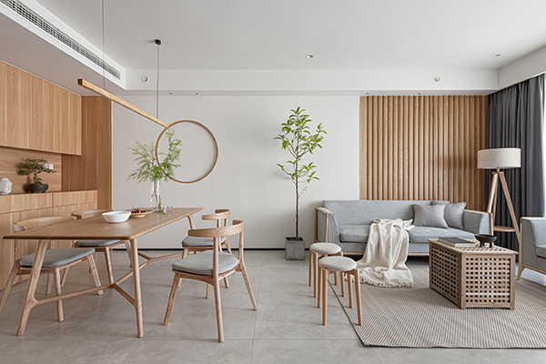 非梵家家居|现代日式装修案例：用木材呈现家中现代、温馨的感觉-客厅