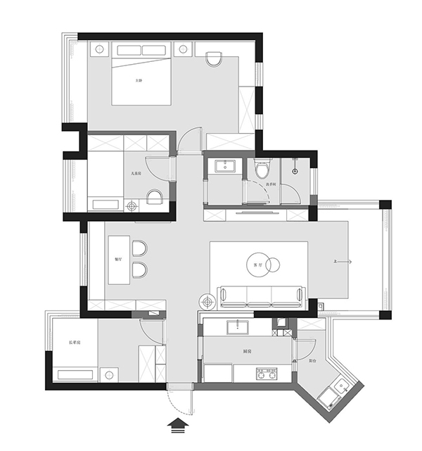 106㎡三居室，拆解空间，重构格局，收纳增多，紧凑变通透3
